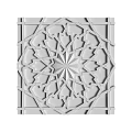 Elegant White Laser Cut Wall Decor with Repeating Geometric Circular and Square Symmetrical Patterns