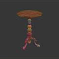 Round Pink Dining Table For Home Interior With Decorative Wooden Legs And Elegant Design