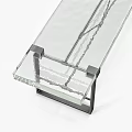Modern Glass Top Bench With Black Metal Crossed Frame Structure Design
