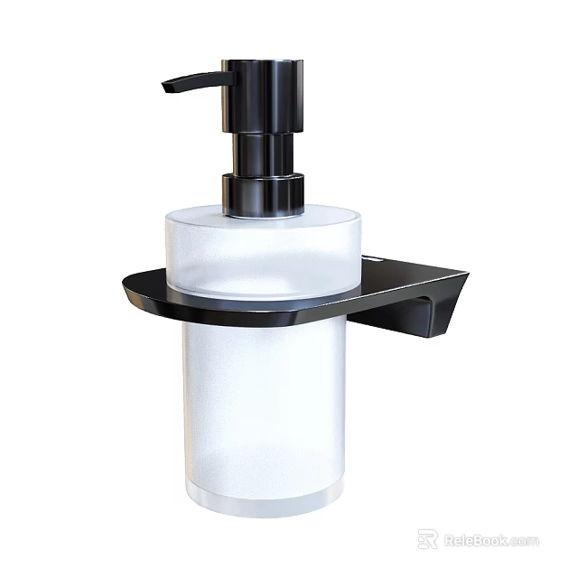Modern Bathroom Wall Mounted Soap Dispenser With Black Holder And Transparent Bottle 3d model 