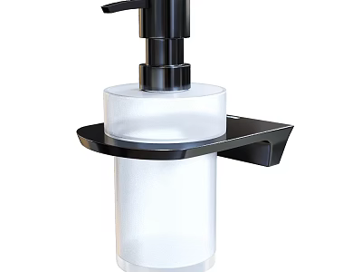 Modern Bathroom Wall Mounted Soap Dispenser With Black Holder And Transparent Bottle 3d model