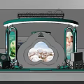 Purcotton Exhibition Booth Design With Curved Top Glass Cabinets And Product Displays