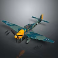 Green and Yellow Airplane Model With Propeller Wing Markings and Attached Bombs