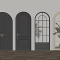 Various Designed Interior Doors Featuring Dark Gray Light Colors And Glass Grid Panels