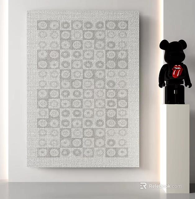 Modern"Gray Square Rug With Geometric Pattern For Living Room Decor 3d model