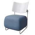 Modern Blue Fabric Single Seater Sofa With White Backrest And Metal Frame 3d model
