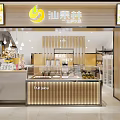 Modern Bubble Tea Shop Interior Design Featuring Display Counter Fresh Drinks And Menu Screens 3d model