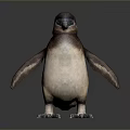 Brown And White Stuffed Penguin Toy With Detailed Wings And Webbed Feet