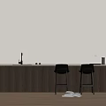 Modern island dining table and chair combination 3d model