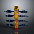 Yellow Rocket Model With Segmented Structure And Blue Solar Panels