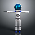 Man as Astronaut in White Spacesuit with Blue Helmet Standing Arms Outstretched 3d model