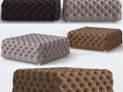Tufted Velvet Ottoman With Multiple Color Options For Modern Home Decor 3d model