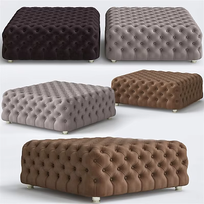 Tufted Velvet Ottoman With Multiple Color Options For Modern Home Decor 3d model