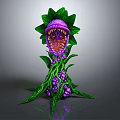 Mysterious Plant With Green Leaves Purple Body Open Mouth Sharp Teeth Vines