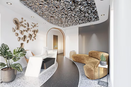 Modern Front Desk Reception 3d model