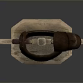 Medieval Weapon Brown Armor Displayed on Wooden Stand with Rustic Finish