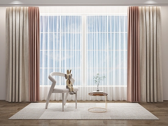 Modern Curtain Fabric Curtain 3d model