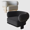 Modern Upholstered Single Sofa With Curved Armrests Light And Dark Design 3d model