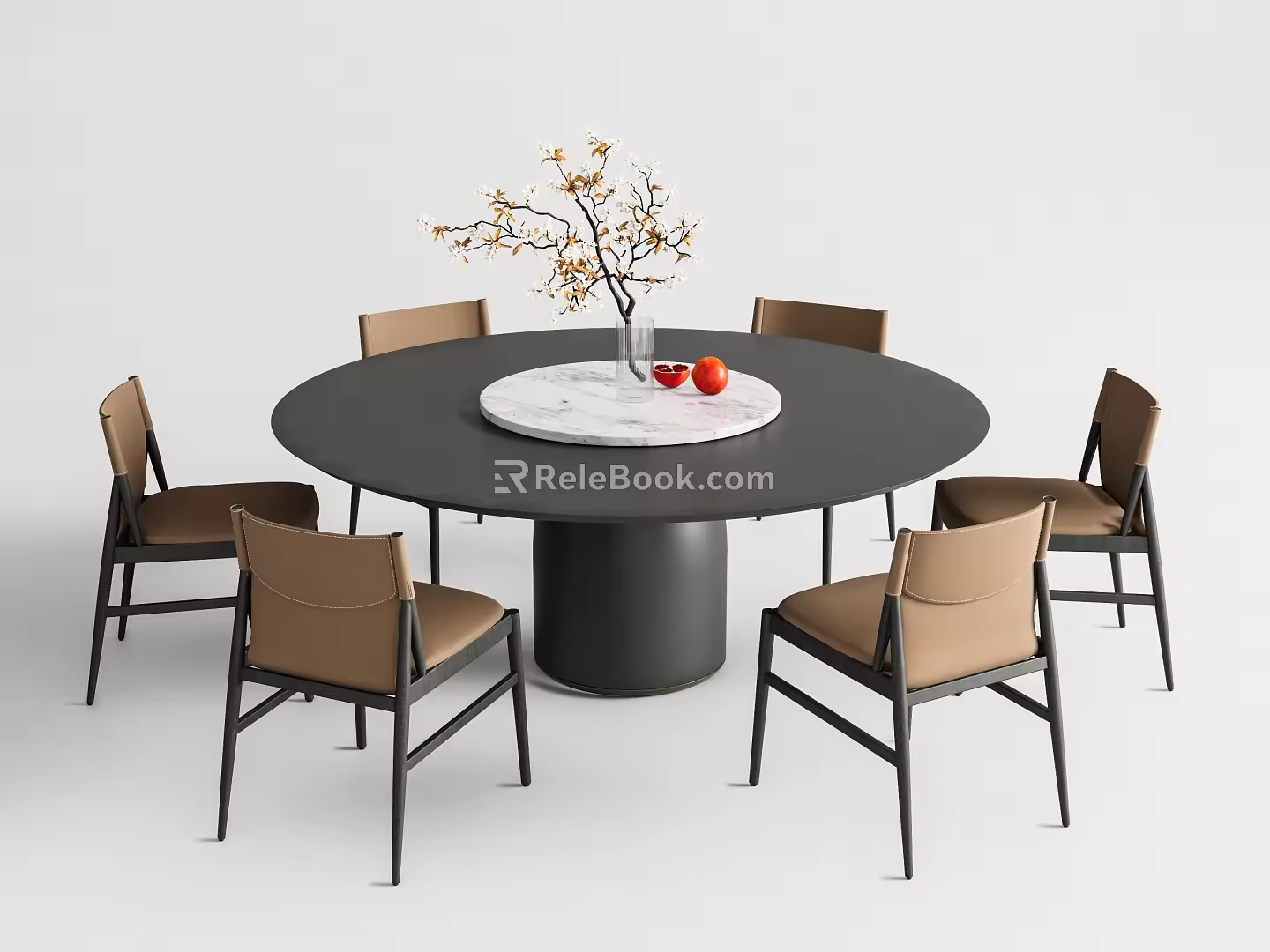 Poliform modern round table dining table and chair combination round table dining chair 3d model