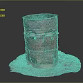 Modified Rusted Metal Barrel As Homemade Weapon With Damaged Straps On Gravel Base