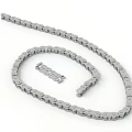 Metal Chain With Interlocking Links And Connector Plate On White Background