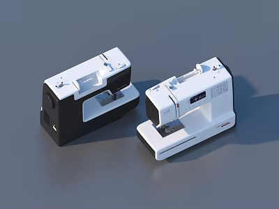 Modern Home Sewing Machines With White And Black Compact Design For Daily Use 3d model