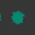 Three Tall Upright 3D Model Trees With Dense Foliage and Cast Shadows