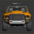 Yellow Off Road Pickup Truck With Black Roof And Red Seats