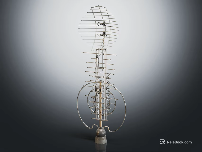 Tall Commercial Antenna Equipment With Multiple Circular Elements For Signal Reception 3d model 