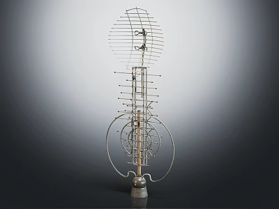 Tall Commercial Antenna Equipment With Multiple Circular Elements For Signal Reception 3d model