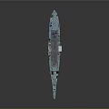 Blue Aircraft Carrier Model 3D Rendering With Deck And Island Structure