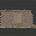 Rustic Scenery of Weathered Brick Wall With Green Plants Growing Through Cracks