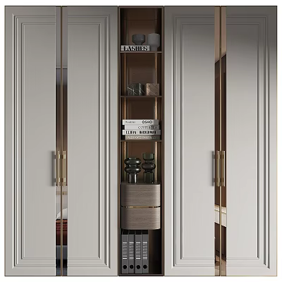 Modern Wooden Chest of Drawers With Open Shelves And Decorative Books 3d model