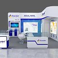 Modern Brandori Exhibition Booth With White Blue Design Screen Seating And Information Panels