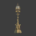 Ornate Golden Decorative Candelabra With Multiple Candle Arms And Figural Base