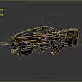 Futuristic Sci Fi Weapon Design With Brown Black Body And Red Glowing Elements