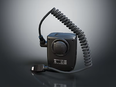 Modern Black Wired Doorbell With Coiled Cable And Push Button Design 3d model