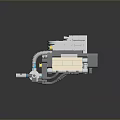 Lego Mechanical Device With Gray Body White Pipes And Yellow Blue Components