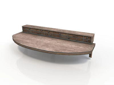 Curved Wooden Living Room Cabinet With Multiple Drawers And Solid Wood Top 3d model