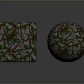 Natural Wood And Stone Textured Cube And Sphere With Detailed Surface Patterns