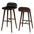 Modern Bar Stools With Wooden Legs And Black Gray Seats Design