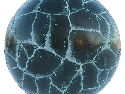 Cracked Sphere Component With White Fracture Lines And Dark Teal Surface 3d model