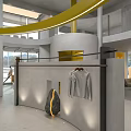 Modern Clothing Store Interior With Hanging Clothes And Display Racks 3d model