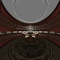 Circular Wine Cellar Interior With Wooden Wine Racks Wine Bottles Central Table And Rug