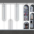 Modern White Wardrobe With Geometric Line Design Open Shelves For Toys And Decorations