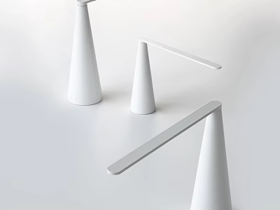 Modern Desk Lamps with White Cone Base and Horizontal Long Arm in Minimalist Contemporary Design 3d model