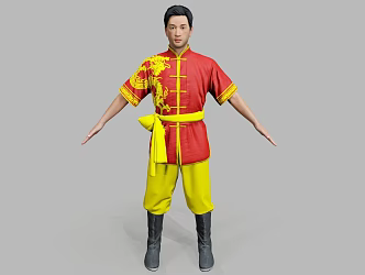 Modern Chinatown Chinese Modern Realistic Figures Men Lion Dance Chinatown Chinese Team Clothes Clothing 3d model