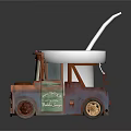 Cartoon Car With Smiling Face Eyes Brown Body And White Cup With Straw on Top