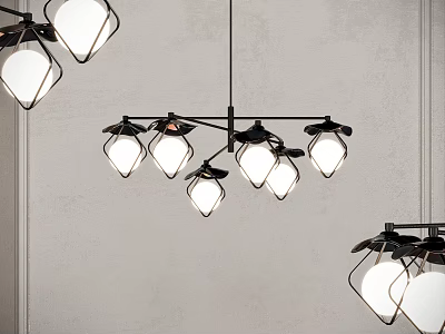 Stylish Modern Chandelier With Geometric Glass Shades And Metal Frame For Living Room Decor 3d model