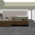 Modern Kitchen Cabinets With Upper Lower Storage And Wooden Countertop 3d model